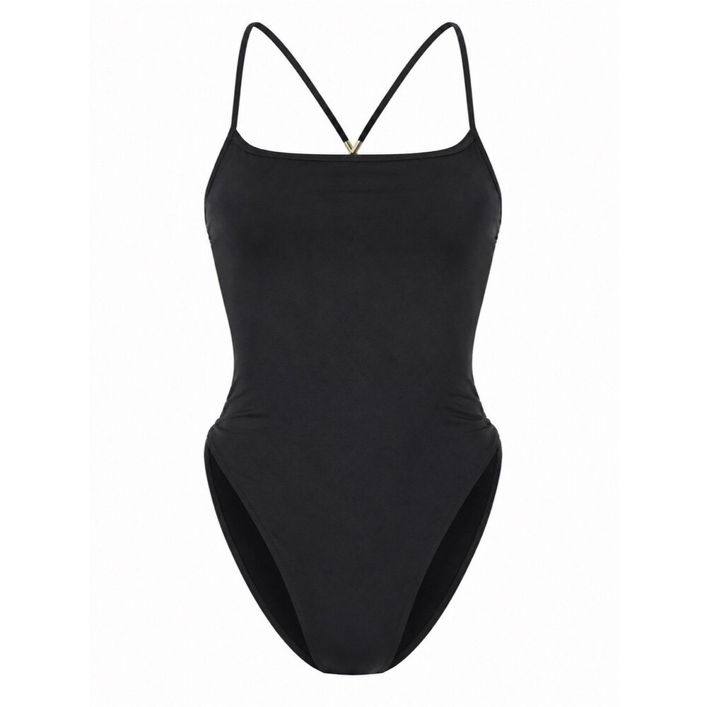 Victoria's Secret Black One-Piece Swimsuit with Slim Crossback Straps